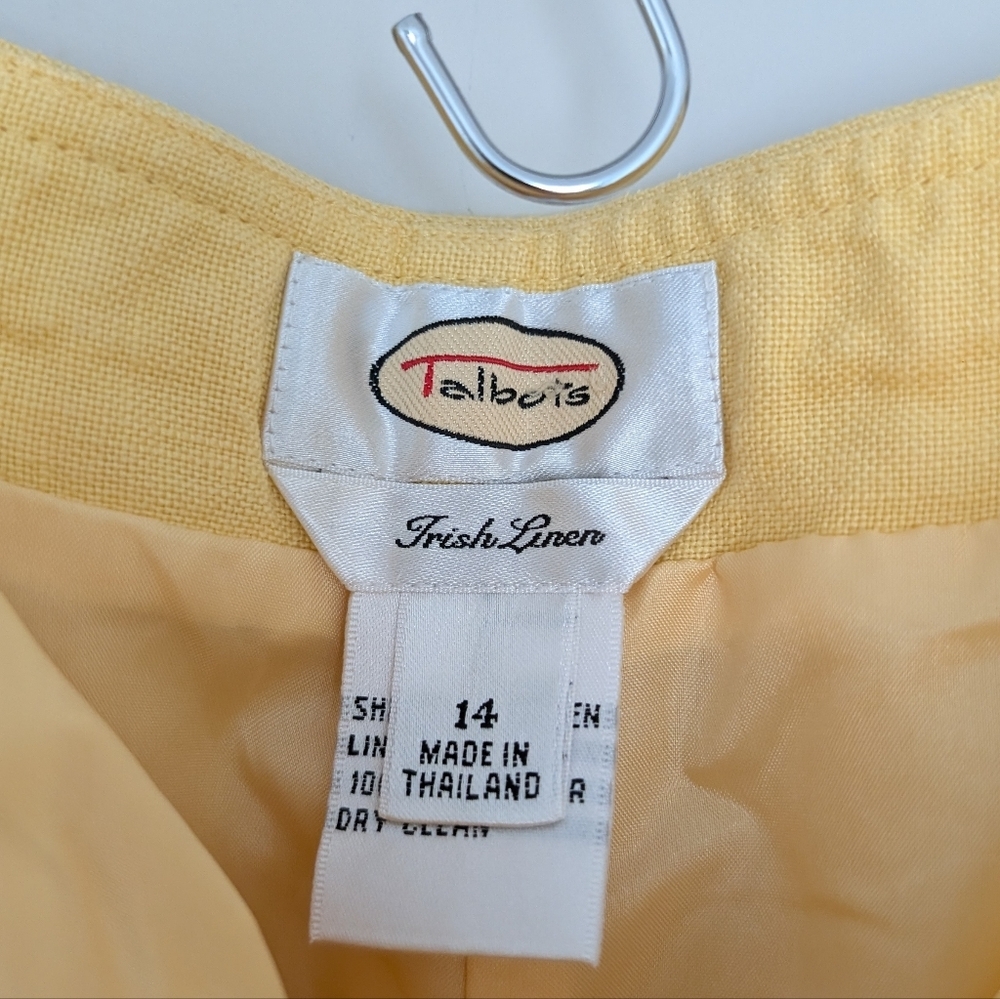 VTG Talbots Irish Linen Butter Yellow Minimalist Classic Crop Style Pants 14 - Picture 5 of 13